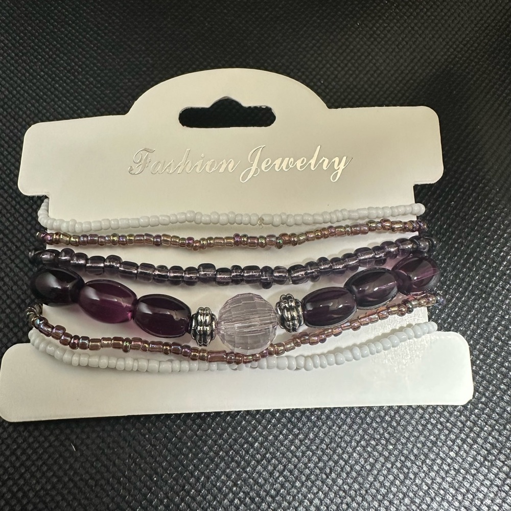 Purple Beaded Bracelet Set